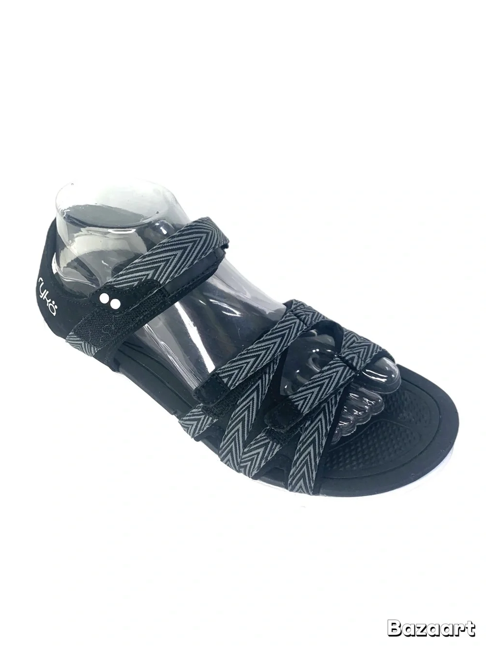 Ryka Sport Sandals Women’s 9W Black Gray Adjustable Comfort